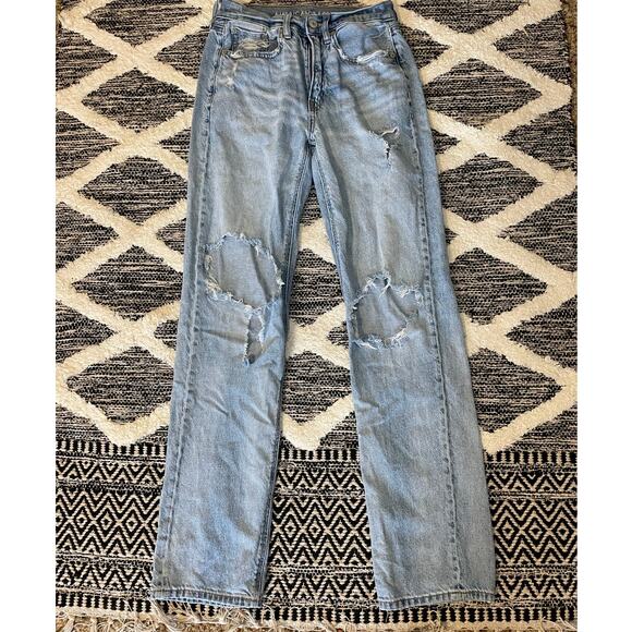American Eagle Low Rise Baggy Distressed Jeans size 00 - Picture 2 of 8